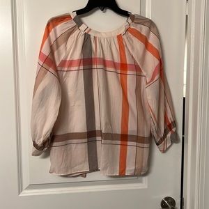 Plaid Ann Taylor Blouse with Tie at neck in back